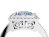 Platinum Fancy Blue Princess Cut Cut Halo Pavé Diamond Ring_16