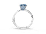 Platinum Fancy Blue Princess Cut Diamond Engagement Ring with Side Stone Accents and Four-Prong Setting_3