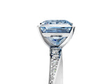 Platinum Fancy Blue Princess Cut Diamond Engagement Ring with Side Stone Accents and Four-Prong Setting_5