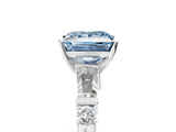 Platinum Fancy Blue Princess  Cut Diamond Ring with Baguette Side Stones, Channel Set Band, and Four-Prong Setting_17