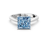 Platinum Fancy Blue Princess Cut Diamond Solitaire Engagement Ring with Cathedral Setting and Four-Prong Mount_12