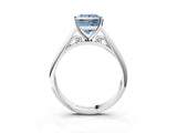 Platinum Fancy Blue Princess Cut Diamond Solitaire Engagement Ring with Cathedral Setting and Four-Prong Mount_15