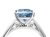 Platinum Fancy Blue Princess Cut Diamond Solitaire Engagement Ring with Cathedral Setting and Four-Prong Mount_16