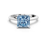 Platinum Fancy Blue Princess Cut Diamond Solitaire Engagement Ring with Classic Band and Four-Prong Setting_12