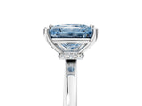 Platinum Fancy Blue Princess Cut Diamond Solitaire Ring with Classic Band and Four-Prong Setting_17