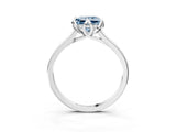 Platinum Fancy Blue Princess Cut Diamond Solitaire Ring with Flower Prong Setting and Classic Band_16