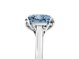 Platinum Fancy Blue Princess Cut Diamond Solitaire Ring with Flower Prong Setting and Classic Band_18
