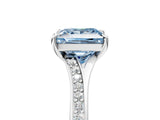 Platinum Fancy Blue Princess Cut Diamond Solitaire Ring with Pavé Band and Prong Setting_17