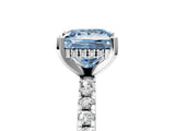 Platinum Fancy Blue Princess Cut Diamond Solitaire Ring with Round  Pavé Band and Four-Prong Setting_29