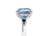 Platinum Fancy Blue Princess Cut Diamond Solitaire Ring with Thin Band and Prong Setting_5