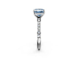 Platinum Fancy Blue Princess  Cut Diamond Solitaire with Pave Band and Four-Prong Setting 2