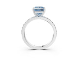Platinum Fancy Blue Princess  Cut Diamond Solitaire with Pave Band and Four-Prong Setting 3