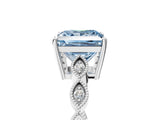 Platinum Fancy Blue Princess Cut Solitaire Diamond Ring with Infinity Twist Band and Four-Prong Setting_11