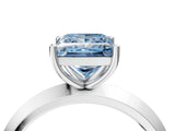 Platinum Fancy Blue Princess  Cut Solitaire Engagement Ring with Flat Band and Four-Prong Setting 10