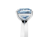 Platinum Fancy Blue Princess  Cut Solitaire Engagement Ring with Flat Band and Four-Prong Setting 11