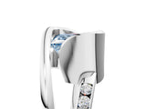 Platinum Fancy Blue Princess Cut Solitaire Tension-Set Diamond Split Shank Ring_11