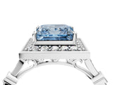 Platinum Fancy Blue Princess  Halo Diamond Engagement Ring with Twisted Band and Four-Prong Setting 5