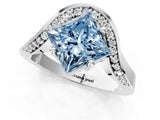 Platinum Fancy Blue Princess  Solitaire Diamond Engagement Ring with Pave Band and Four-Prong Setting 1
