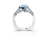 Platinum Fancy Blue Princess  Solitaire Diamond Engagement Ring with Pave Band and Four-Prong Setting 3
