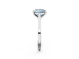 Platinum Fancy Blue Princess  Solitaire Diamond Ring with Four-Prong Setting and Tapered Band 2