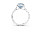 Platinum Fancy Blue Princess  Solitaire Diamond Ring with Four-Prong Setting and Tapered Band 3
