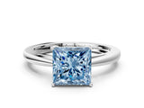 Platinum Fancy Blue Princess  Solitaire Diamond Ring with Split Shank and Four-Prong Setting_12