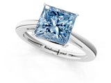 Platinum Fancy Blue Princess  Solitaire Diamond Ring with Split Shank and Four-Prong Setting_13