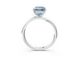 Platinum Fancy Blue Princess  Solitaire Diamond Ring with a Classic Band and Four-Prong Setting 4