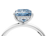 Platinum Fancy Blue Princess  Solitaire Diamond Ring with a Classic Band and Four-Prong Setting 5