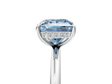Platinum Fancy Blue Princess  Solitaire Diamond Ring with a Classic Band and Four-Prong Setting
