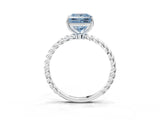 Platinum Fancy Blue Princess  Solitaire Twist Band Ring with Four-Prong Setting_3
