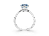 Platinum Fancy Blue Princess  Solitaire Twist Band with Leaf Prong Setting 4