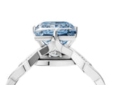 Platinum Fancy Blue Princess  Solitaire Twist Band with Leaf Prong Setting 5