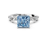Platinum Fancy Blue Princess  Solitaire Twisted Band with Prong Setting 1