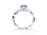 Platinum Fancy Blue Princess  Solitaire Twisted Pave Diamond Ring with Four-Prong Setting_22