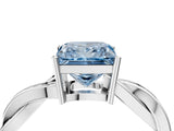 Platinum Fancy Blue Princess  Solitaire Twisted Pave Diamond Ring with Four-Prong Setting_23