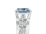 Platinum Fancy Blue Radiant  Brilliant Solitaire with Side Stones on a Pave Band and Four-Prong Setting_17