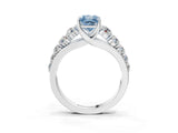 Platinum Fancy Blue Radiant Cut Brilliant Diamond Pavé Band with Six-Prong Setting_21