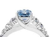 Platinum Fancy Blue Radiant Cut Brilliant Diamond Pavé Band with Six-Prong Setting_22