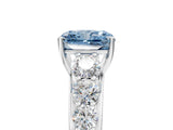 Platinum Fancy Blue Radiant Cut Brilliant Diamond Pavé Band with Six-Prong Setting_23