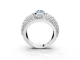 Platinum Fancy Blue Radiant Cut Brilliant Halo Pave Diamond Milgrain Ring_15