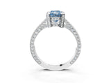Platinum Fancy Blue Radiant Cut Brilliant Split Shank Pave Solitaire Ring with Four-Prong Setting_15