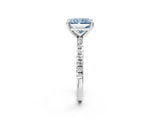 Platinum Fancy Blue Radiant Cut Diamond Brilliant Solitaire Ring with Pavé Band and Four-Prong Setting_38