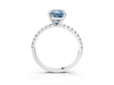 Platinum Fancy Blue Radiant Cut Diamond Brilliant Solitaire Ring with Pavé Band and Four-Prong Setting_39