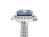 Platinum Fancy Blue Radiant Cut Diamond Double Halo Ring with Split Shank and Four-Prong Setting_41