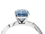 Platinum Fancy Blue Radiant Cut Diamond Engagement Ring with Side Stone Accents and Four-Prong Setting_52