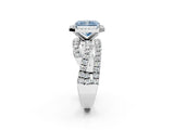 Platinum Fancy Blue Radiant Cut Diamond Halo Ring with Round Split Shank and Prong Setting_14