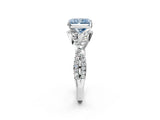 Platinum Fancy Blue Radiant Cut Diamond  Halo Twist Band Solitaire Prong Setting Ring_14