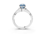 Platinum Fancy Blue Radiant Cut Diamond  Halo Twist Band Solitaire Prong Setting Ring_15