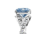 Platinum Fancy Blue Radiant Cut Diamond  Halo Twist Band Solitaire Prong Setting Ring_17
